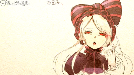 A stunning HD wallpaper featuring Shalltear Bloodfallen from the anime Overlord, showcasing her distinctive appearance with a striking ribboned hat and elegant attire.