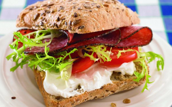 Food Sandwich Salami Mayonnaise Bread Roll Lunch HD Wallpaper | Background Image