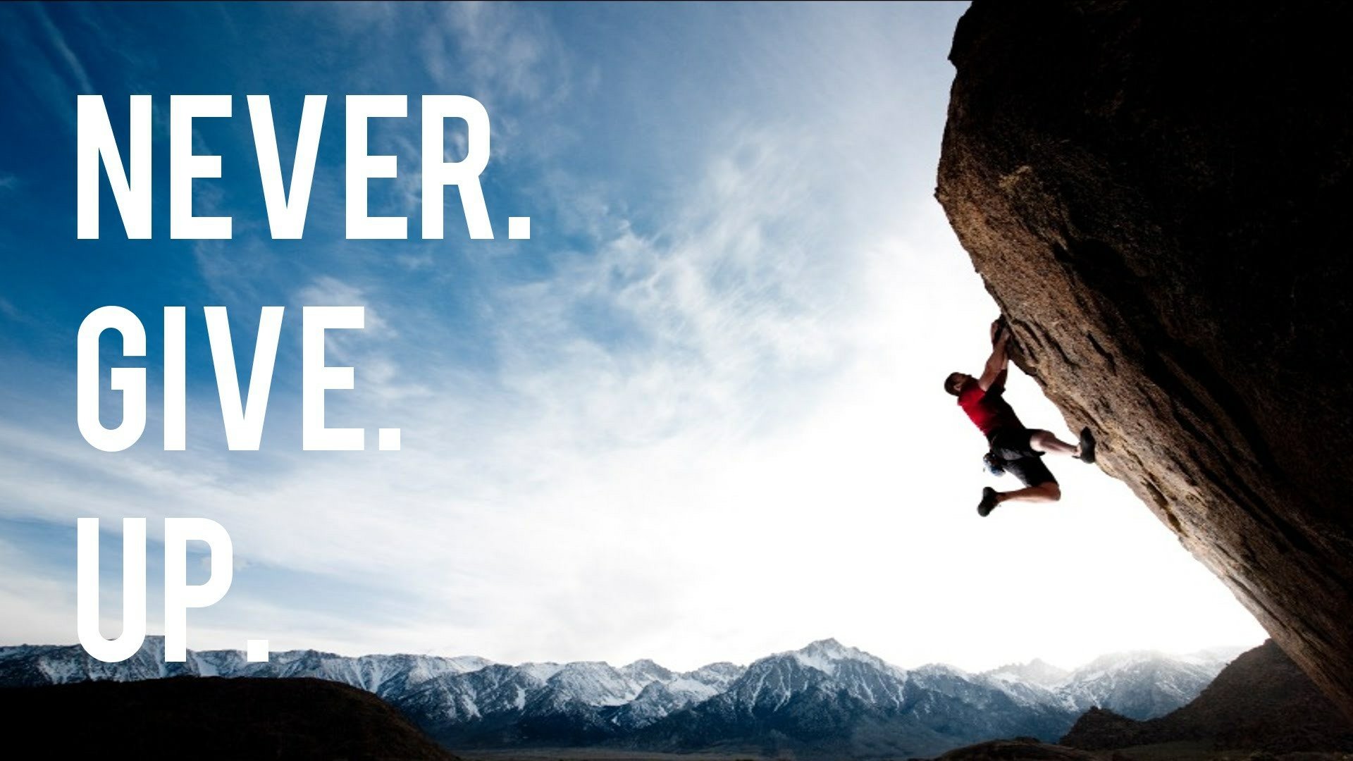 Never Give Up HD Rock Climbing Wallpaper