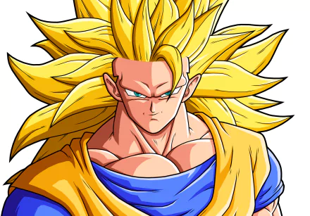 HD desktop wallpaper of Goku in Super Saiyan 3 form from the anime Dragon Ball Z, showcasing his intense expression and iconic golden hair.