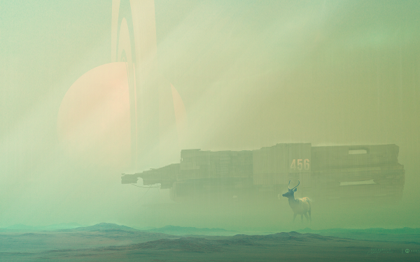 Sci Fi Vehicle Deer Planet Fog Fantasy Planetary Ring HD Wallpaper | Background Image