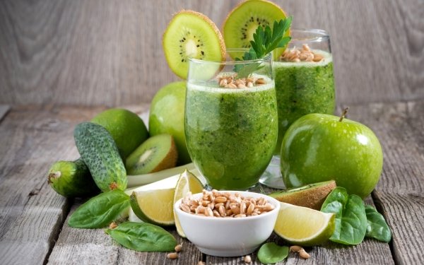 Food Smoothie Green Kiwi Apple Lime Glass HD Wallpaper | Background Image