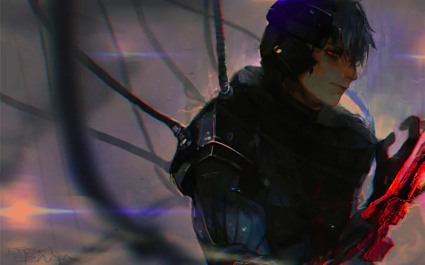 HD PC desktop wallpaper featuring Zed from League of Legends in a dark, dynamic style with glowing red and purple accents, capturing the video game's intense atmosphere.