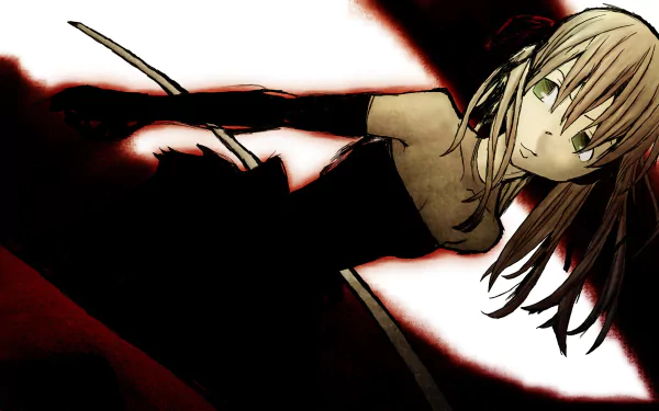 HD PC desktop wallpaper featuring an anime character from Soul Eater with a dark, dynamic background and intense red and black tones.