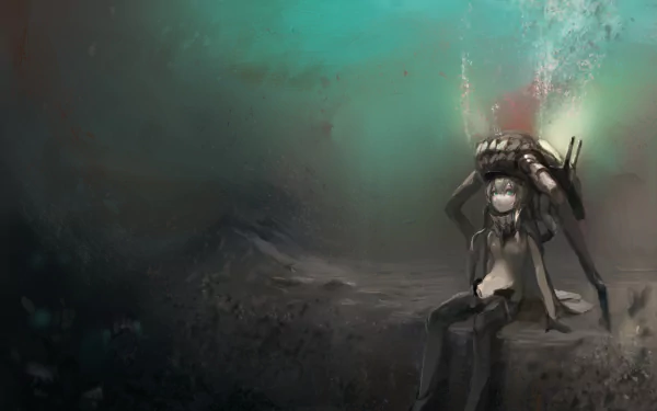 HD PC desktop wallpaper featuring Wo-Class from Kantai Collection (Kancolle) anime, set against a dark, moody underwater backdrop.