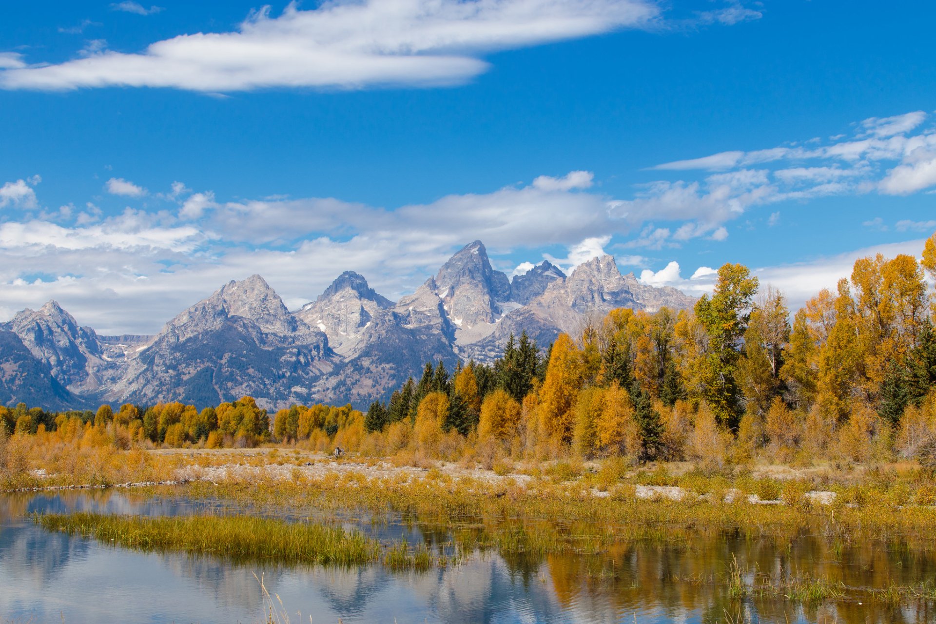 Download Cloud Sky Fall Tree River Mountain USA Wyoming National Park ...