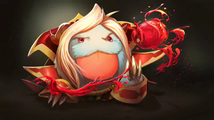 Poro character from League of Legends, styled with Vladimir's aesthetic, featuring vibrant colors and dynamic elements, designed as a high-definition desktop wallpaper.