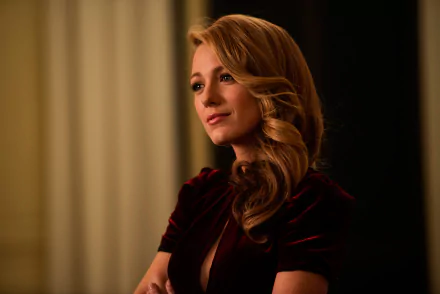 Blake Lively, the American model and actress, gazes thoughtfully in a striking pose. This elegant 4K Ultra HD wallpaper captures her charismatic presence beautifully.