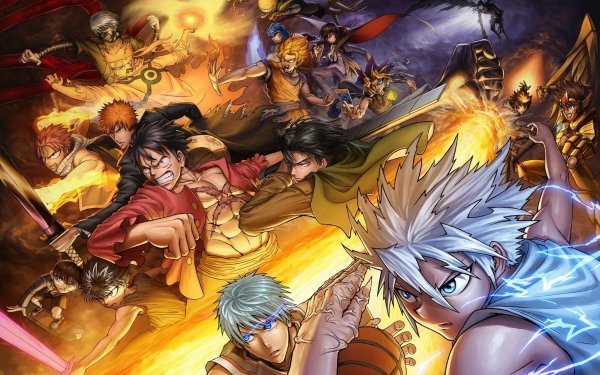 Anime Crossover Shingeki No Kyojin Death Note Dragon Ball Fairy Tail Hunter x Hunter Kuroko's Basket Naruto Tokyo Ghoul Yu-Gi-Oh! Conan Fond d'écran HD | Image