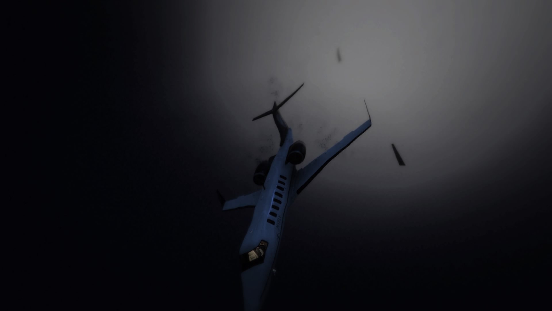 HD PC desktop wallpaper showcasing a dramatic underwater scene from the video game Grand Theft Auto V, featuring a sunken private jet surrounded by debris.