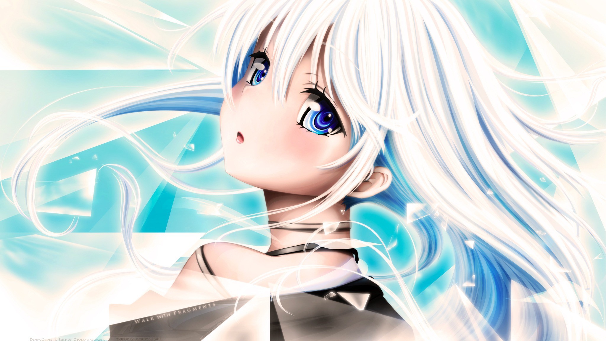 Anime Girl With Blue Eyes And White Hair That Walks With