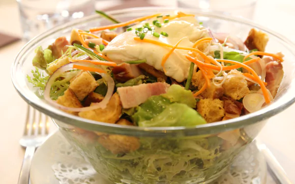 lunch meal food Salade Lyonnaise HD Desktop Wallpaper | Background Image
