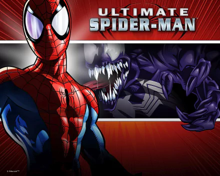 Image of Ultimate Spider-Man showcasing Spider-Man alongside Venom, featuring vibrant graphics suitable as an HD desktop wallpaper for fans of the video game.