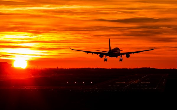 Vehicles Airbus A330 Airplane Sunset Sky orange Airbus Airport HD Wallpaper | Background Image
