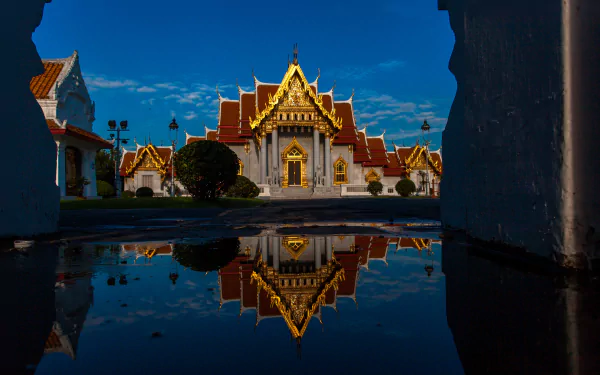 buddhist Thailand Bangkok Marble Temple religious Wat Benchamabophit HD Desktop Wallpaper | Background Image