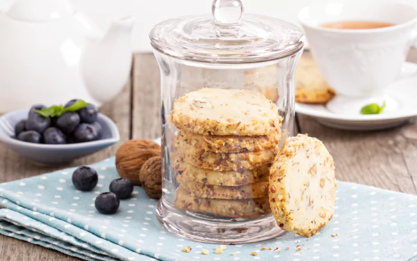 tea blueberry walnut food cookie HD Desktop Wallpaper | Background Image