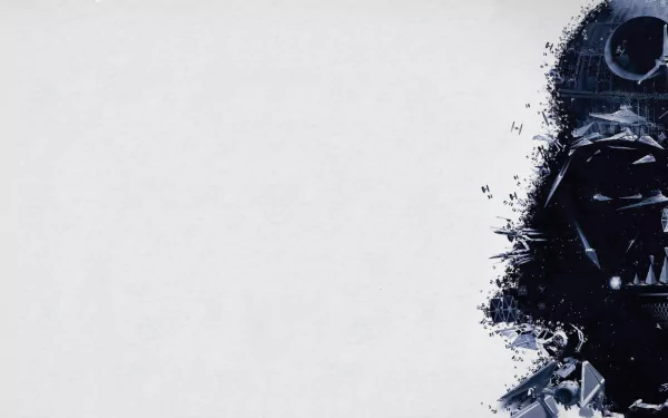 HD desktop wallpaper featuring Darth Vader, a iconic figure from Sci-Fi and Star Wars, set against a minimalist white background with dark splatter effects.