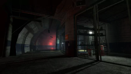 HD PC desktop wallpaper featuring a dark, atmospheric scene from the video game Half-Life 2, showcasing an industrial environment with moody lighting.
