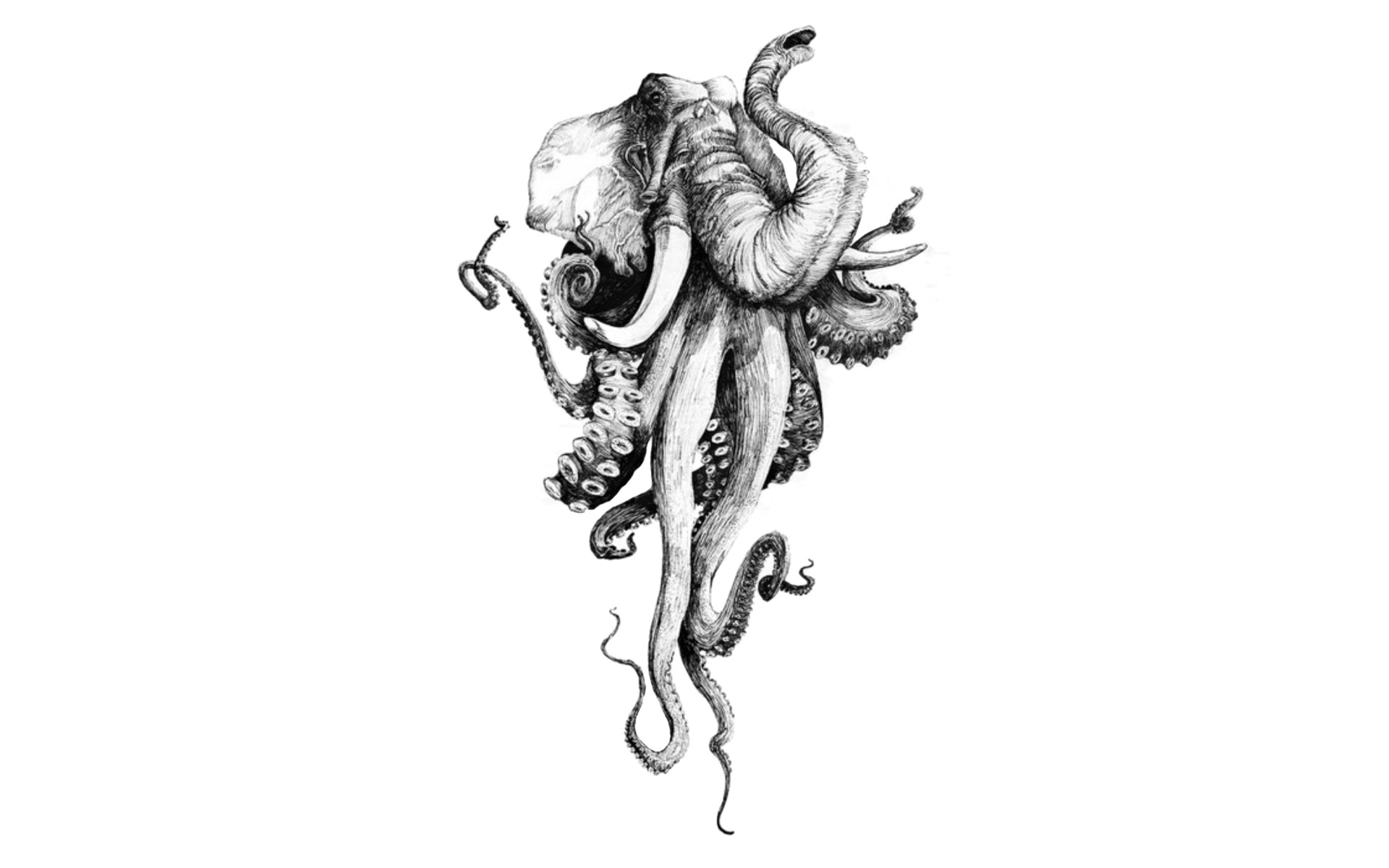Octophant - elephant/octopus hybrid art