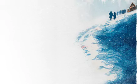 HD desktop wallpaper featuring a scene from The Hateful Eight with figures in a snowy landscape.