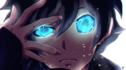 HD desktop wallpaper featuring Leonardo Watch from the anime Blood Blockade Battlefront, showcasing his expressive face and striking blue eyes amidst a dramatic background.