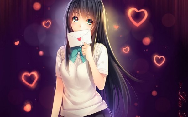 Anime Original Heart School Uniform Long Hair Black Hair HD Wallpaper | Background Image