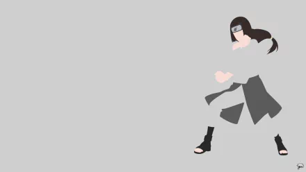 Minimalist HD PC desktop wallpaper featuring Neji Hyūga from the anime Naruto, with a light gray background and stylized character design.