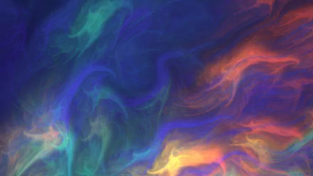 Abstract swirl of colorful smoke in vibrant blues, greens, oranges, and yellows, rendered as an HD PC desktop wallpaper and background.