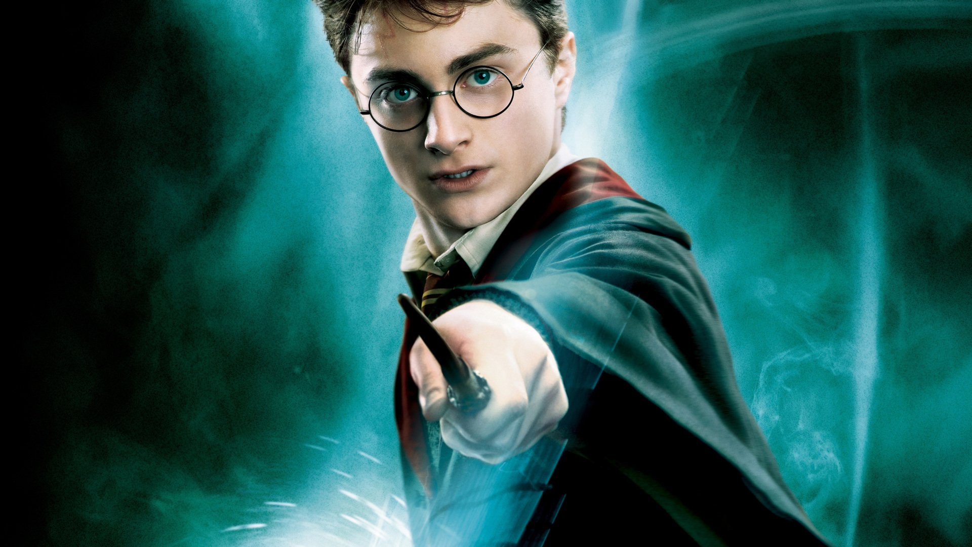 HD wallpaper featuring Harry Potter from Harry Potter and the Order of the Phoenix, showcasing his iconic look as he wields his wand with determination against a mystical backdrop.
