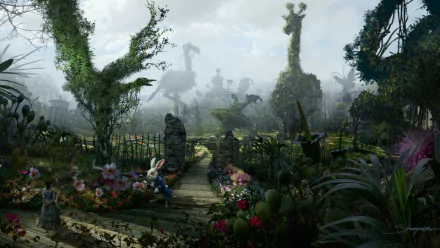 White Rabbit (Alice in Wonderland) Nivens McTwisp fantasy garden movie Alice in Wonderland (2010) HD Desktop Wallpaper | Background Image