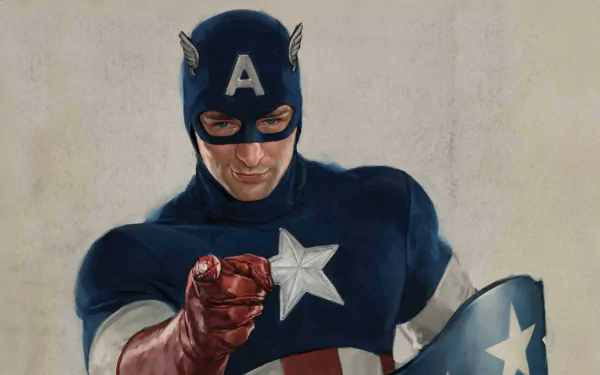 HD PC desktop wallpaper featuring Captain America from the movie Captain America: The First Avenger in his iconic costume pointing forward.