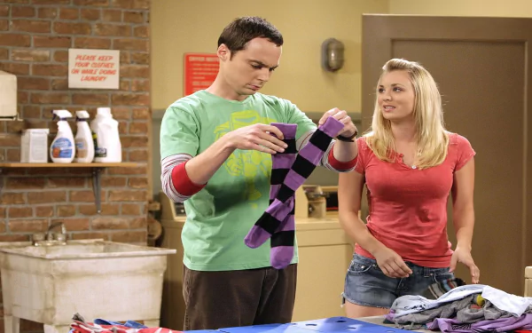 Kaley Cuoco Penny (The Big Bang Theory) Jim Parsons Sheldon Cooper TV Show The Big Bang Theory HD Desktop Wallpaper | Background Image