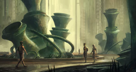  Retro sci fi botanical garden by Leon Tukker