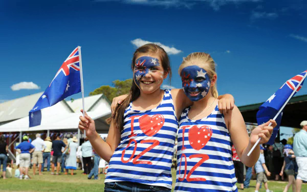  Two Girls Celebrating being Australian on Australia Day