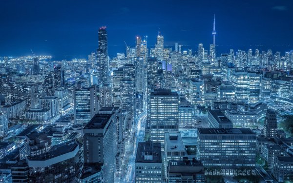 Man Made Toronto Cities Canada Night City Skyscraper HD Wallpaper | Background Image