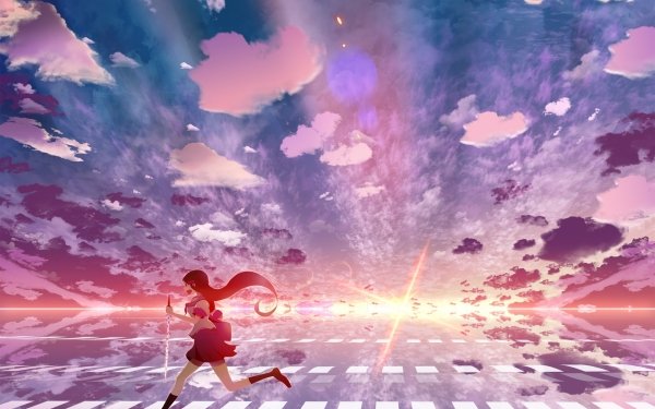 Anime Original Sunset Sky Cloud Reflection School Uniform HD Wallpaper | Background Image