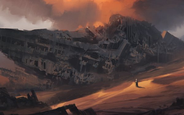 Sci Fi Post Apocalyptic Ruin Desert Sand HD Wallpaper | Background Image