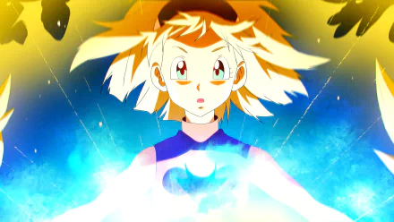 Videl from Dragon Ball transforms in this vibrant HD wallpaper, showcasing her powerful presence against a dynamic, colorful background inspired by Dragon Ball Super.