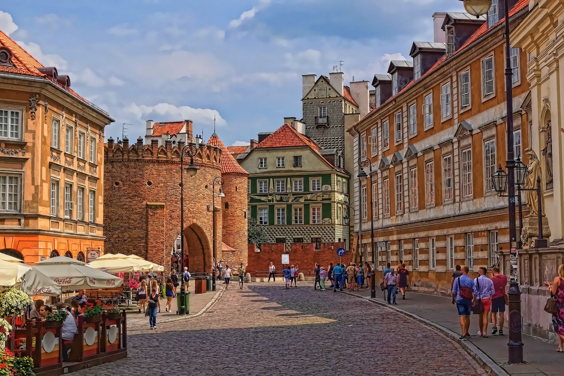 Download People Street Architecture Building Poland City Man Made Warsaw HD Wallpaper