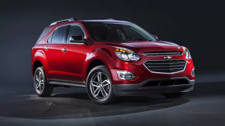 Red Chevrolet Equinox SUV car on a dark studio backdrop — 2K Quad HD PC desktop wallpaper and background.