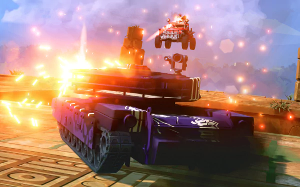 HD desktop wallpaper from Hardware: Rivals game featuring a dynamic tank and vehicle battle scene.