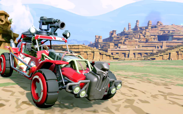 HD desktop wallpaper of a combat vehicle from the game Hardware: Rivals on a desert battleground background.