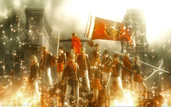 flag sword glitter weapon scythe gun Final Fantasy Type-0 video game HD Desktop Wallpaper | Background Image