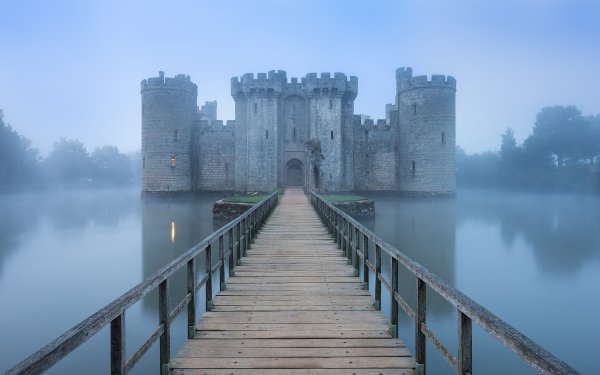 Man Made Bodiam Castle Castles United Kingdom Castle Fog Reflection HD Wallpaper | Background Image
