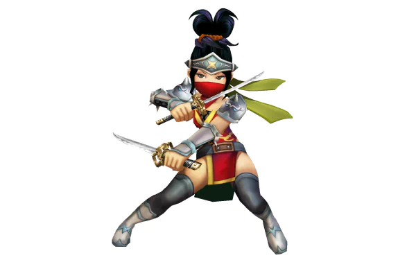 HD desktop wallpaper from Final Fantasy Explorers featuring a dynamic pose of a ninja character with dual swords.