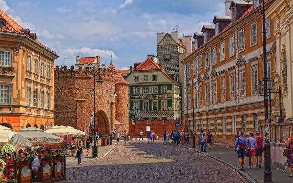 Man Made Warsaw Cities Poland City Building Architecture Street People HD Wallpaper | Background Image