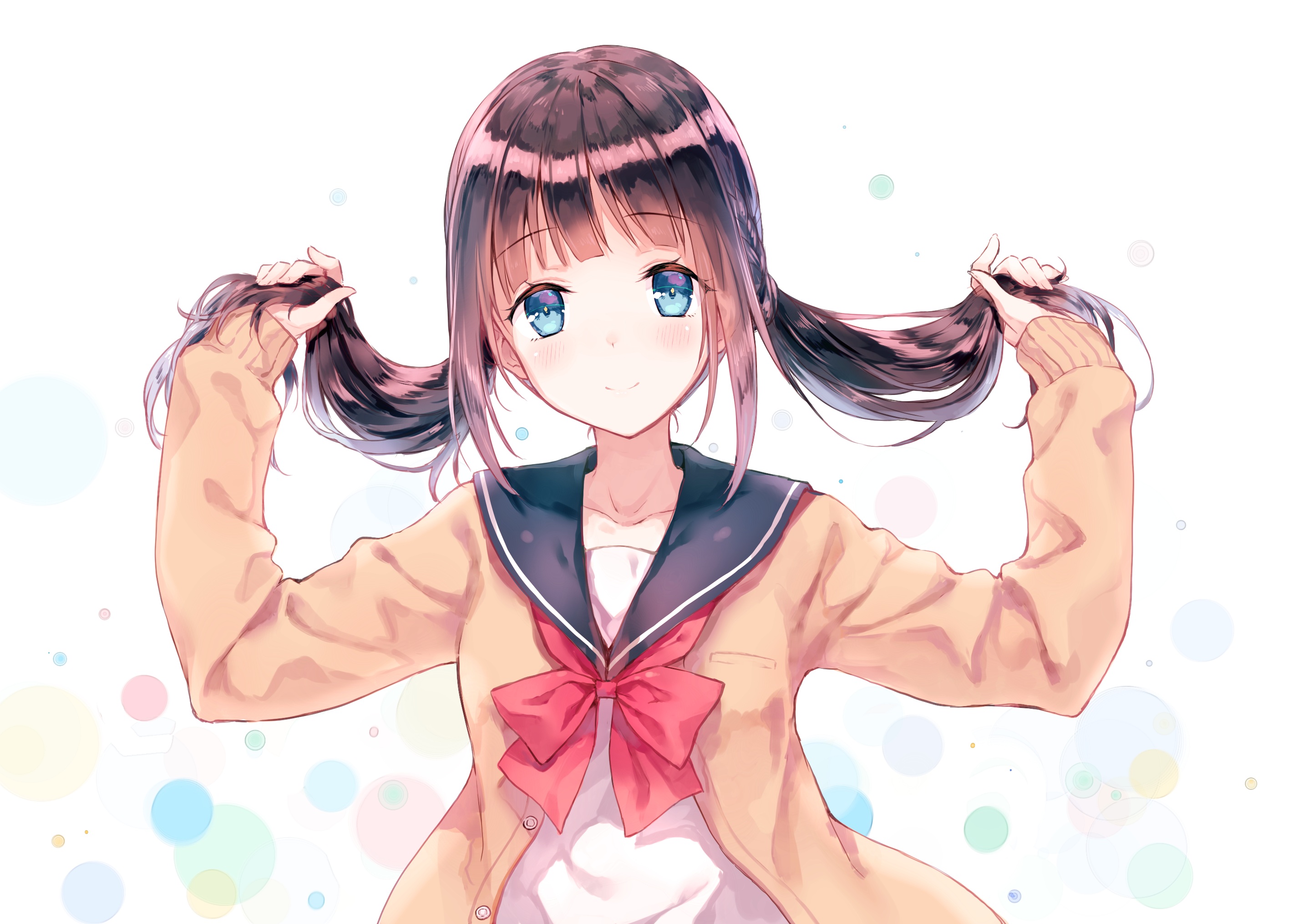 Anime Girl With Long Brown Hair And Blue Eyes