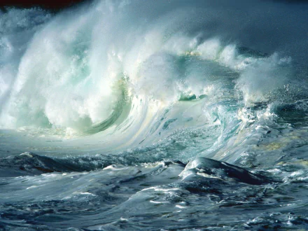 A stunning HD wallpaper featuring a dynamic ocean wave, cascading foam and vibrant colors, capturing the raw beauty of nature in motion.