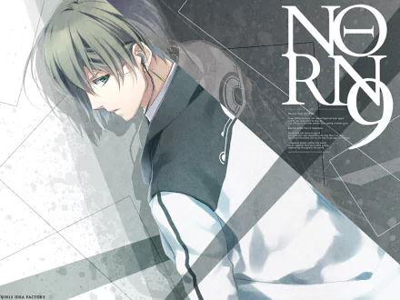 HD anime desktop wallpaper featuring a character by Natsuhiko Azuma from Norn9: Norn + Nonette, blending soft colors and geometric design elements.