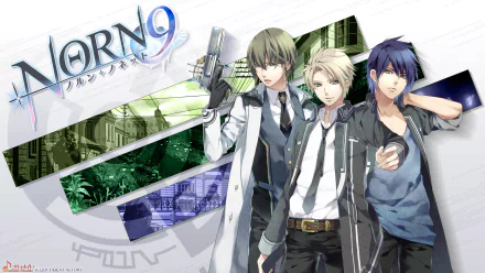 A vibrant HD wallpaper featuring Akito Shukuri, Natsuhiko Azuma, and Kakeru Yuiga from the anime Norn9: Norn + Nonette, showcasing dynamic artwork and engaging character design.